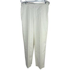 Alfred Dunner Womens Petite 10P Elastic Waist Straight Leg Pants Cream